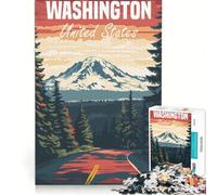Rompecabezas para Adolescentes de 1000 Piezas póster de Viaje del Estado de Washington Juegos relajantes análisis y lógica Regalo de cumpleaños Regalos de Viaje 38x26cm