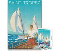 Rompecabezas para Adolescentes de 1000 Piezas, póster de Viaje en velero por Saint-Tropez, impresión artística, Rompecabezas, Juegos Familiares, desafío difícil, Juguete Educativo, tamaño 38x52cm