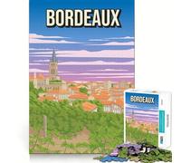 Rompecabezas para Adolescentes de 1000 Piezas,póster de Viaje Vintage de Burdeos,Francia,Place De La Bourse,Espejo de Agua,Ajuste, Juguete Creativo,Juego,Regalo de decoración navideña