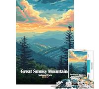 Rompecabezas para Adolescentes de 1000 Piezas póster del Parque Nacional de Las Grandes Montañas Humeantes Juguetes educativos Juego práctico de análisis y lógica Ideas para Regalos (tamaño 50x75cm)