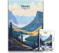 Rompecabezas para Adolescentes de 1000 Piezas, póster del Parque Nacional Glaciar, Juguete Profesional de Corte Limpio y Relajante, tamaño 50x75cm