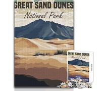 Rompecabezas para Adolescentes de 1000 Piezas, póster del Parque Nacional Great Sand Dunes, Relajarse, pasatiempo, Juego Profesional de Corte Limpio, tamaño 38x26cm
