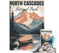 Rompecabezas para Adolescentes de 1000 Piezas póster del Parque Nacional North Cascades Juego desafiante Juguete para ejercitar la Mente Juego difícil excelente Regalo y Juguete (tamaño 38x52cm)