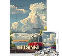Rompecabezas para Adolescentes de 1000 Piezas póster del tranvía de Helsinki decoración del hogar Juguetes Regalo Divertido Juego Educativo Actividades Divertidas en casa tamaño 38x26cm