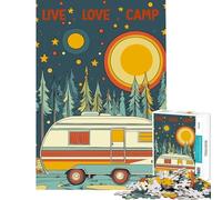 Rompecabezas para Adolescentes de 1000 Piezas Póster Retro Live Love Camp (Vive ama campista) desafío Educativo decoración para el hogar Juego Educativo para Mayores de 14 años (38x52cm)
