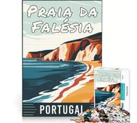 Rompecabezas para Adolescentes de 1000 Piezas, Praia da Falésia en Portugal, Juegos Divertidos, Entrena tu Cerebro y Tus Manos, Ideal para Decorar tu Escritorio 38x26cm