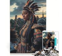 Rompecabezas para Adolescentes de 1000 Piezas Princesa guerrera en una Ciudad futurista Juego Imposible decoración para el hogar colección de Artistas Bellas Artes 50x75cm