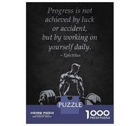 Rompecabezas Para Adolescentes De 1000 Piezas Progress Daily - Motivational Gym, Workout Fitness Rompecabezas Para Adultos Juguetes Antiestrés Regalo De Cumpleaños Para Cumpleaños, Navidad 52x38cm/100