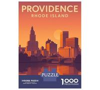 Rompecabezas para Adolescentes De 1000 Piezas Providence Rhode Island - Modern Sunset Travel Poster Rompecabezas para Adultos Juego De Ingenio Aliviador del Estrés 52x38cm/1000pcs