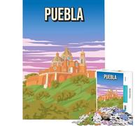 Rompecabezas para Adolescentes de 1000 Piezas Puebla México Póster de Viaje Vintage Juguetes educativos Juego Familiar para Toda la Familia Regalos para Mujeres y Hombres Tamaño 75x50cm