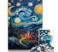 Rompecabezas para Adolescentes de 1000 Piezas Pueblo bajo el Cielo Nocturno, un Juego desafiante Toda la Familia (75x50cm)