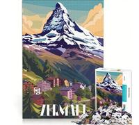 Rompecabezas para Adolescentes de 1000 Piezas Pueblo de montaña de Zermatt Juegos relajantes difíciles y desafiantes Cada Pieza es única 50x75cm