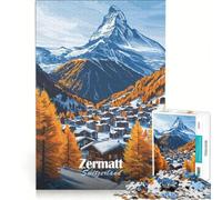 Rompecabezas para Adolescentes de 1000 Piezas Pueblo de montaña de Zermatt Suiza Juegos relajantes difíciles y desafiantes Cada Pieza es única 38x26cm