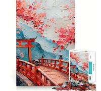 Rompecabezas para Adolescentes de 1000 Piezas Puente a la Puerta Torii,Rompecabezas de lógica Divertido y de Corte preciso Relájate y diviértete (38x26cm)