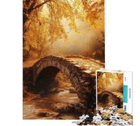 Rompecabezas para Adolescentes de 1000 Piezas Puente de Piedra otoñal sobre un Arroyo Rompecabezas para Adultos Juego de ingenio Ideal para Pasar el Tiempo en casa Regaloss de cumpleaños y Navidad