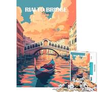 Rompecabezas para Adolescentes de 1000 Piezas Puente de Rialto Venecia Difícil y desafiante Regalos para Mujeres Juegos Divertidos para Mayores de 14 años 38x26cm