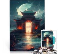 Rompecabezas para Adolescentes de 1000 Piezas Puerta Japonesa al Cielo Alivio del estrés Decoración de Pared cumpleaños y Navidad 52x38cm