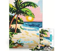Rompecabezas para Adolescentes de 1000 Piezas,Puesta de Sol en la Playa de Cancún,Piezas de Ajuste preciso,Juguete lógico y Divertido,Juego Tranquilo,Juego de cumpleaños artístico (38x26cm)