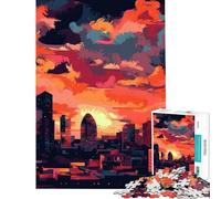 Rompecabezas para Adolescentes de 1000 Piezas Puesta de Sol Urbana Juego práctico para un desafío Educativo Juguete Gran Regalo para Juegos análisis y lógica (tamaño 50x75cm)
