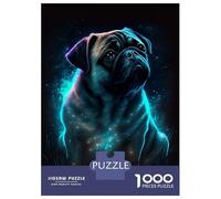 Rompecabezas para Adolescentes De 1000 Piezas Pug Dog Glowing Rompecabezas para Adultos Juego De Ingenio Mejora La Memoria Regalos para Amigos Y Familiares 38x26cm/1000pcs