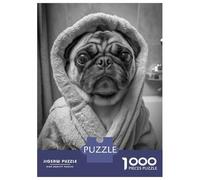 Rompecabezas para Adolescentes De 1000 Piezas Pug in Bathrobe Funny Bathroom Poster Rompecabezas para Adultos Juegos Relajantes Regalos para Mujeres Regalos De Juegos Desafiantes 52x38cm/1000pcs