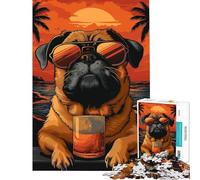 Rompecabezas para Adolescentes de 1000 Piezas Pug sanando en la Playa Difícil y desafiante Análisis y lógica Juguetes de decoración para el hogar para Mayores de 14 años (50x75cm)