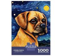Rompecabezas para Adolescentes De 1000 Piezas Puggle Dog Starry Night Rompecabezas para Adultos Juegos Relajantes Regalos para Mujeres Ayuda A Ejercitar El Cerebro 52x38cm/1000pcs