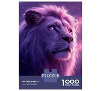 Rompecabezas para Adolescentes De 1000 Piezas Purple Lion Portrait Rompecabezas para Adultos Juego De Ingenio Aliviador del Estrés 38x26cm/1000pcs