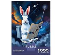 Rompecabezas para Adolescentes De 1000 Piezas Rabbit and Space Toilet Rompecabezas Juegos Relajantes Pero Divertidos Y Humorísticos Cumpleaños 52x38cm/1000pcs
