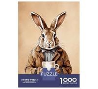 Rompecabezas para Adolescentes De 1000 Piezas Rabbit Animals Coffee Rompecabezas para Adultos Juguetes Antiestrés Regalo De Cumpleaños para Cumpleaños, Navidad 70x50cm/1000pcs
