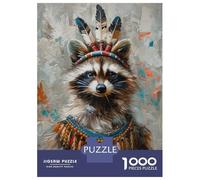 Rompecabezas para Adolescentes De 1000 Piezas Raccoon Indian Historic Rompecabezas para Adultos Juegos Familiares Alivia El Estrés Regalos De Cumpleaños Y Únicos 70x50cm/1000pcs