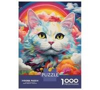 Rompecabezas para Adolescentes De 1000 Piezas Rainbow Cat Fantasy Art Print Rompecabezas DIY Juguetes Vacaciones En Casa Matar El Tiempo Cumpleaños Y Navidad 52x38cm/1000pcs