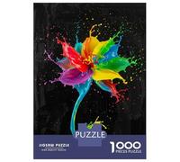 Rompecabezas para Adolescentes De 1000 Piezas Rainbow Paint Flower on Black Background Rompecabezas para Adultos Juegos Relajantes Regalos para Mujeres Ayuda A Ejercitar El Cerebro 38x26cm/1000pcs