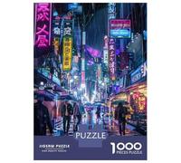 Rompecabezas para Adolescentes De 1000 Piezas Rainy Night in Neon City Rompecabezas para Adultos Juguetes Antiestrés Decoración De Pared Actividades Divertidas En Casa 70x50cm/1000pcs