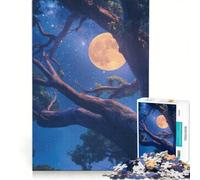 Rompecabezas para Adolescentes de 1000 Piezas Ramas de árbol contra un Cielo Estrellado Juegos relajantes Actividades Familiares con póster y Hoja de Preguntas a Juego 50x75cm