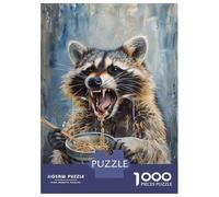 Rompecabezas para Adolescentes De 1000 Piezas Ramen Noodles Raccoon Eat Rompecabezas para Adultos Juguetes Antiestrés Regalo De Cumpleaños para Cumpleaños, Navidad 52x38cm/1000pcs