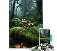 Rompecabezas para Adolescentes de 1000 Piezas Rana Verde sobre Roca musgosa Juego Educativo de desafío Juguete Ideal para Toda la Familia Un Reto difícil Un Gran Regalo para los Amantes de los Juegos