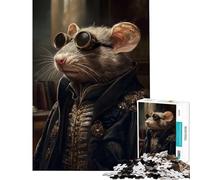 Rompecabezas para Adolescentes de 1000 Piezas Rata Genial con Gafas Juguete de Moda Juego Intelectual Juego Imposible Decoración Perfecta Regalos para Mujeres y Hombres (tamaño 50x75cm)