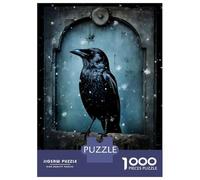 Rompecabezas para Adolescentes De 1000 Piezas Raven Sitting On Tombstone Rompecabezas Juguetes Antiestrés Mejora La Memoria Oferta como Regalo para Toda La Familia 52x38cm/1000pcs