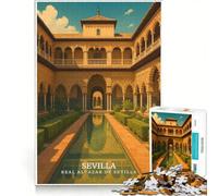 Rompecabezas para Adolescentes de 1000 Piezas, Real Alcázar de Sevilla, Juego Imposible, Decoración de Arte para el hogar, Colección de Artistas, Bellas Artes 50x75cm