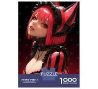 Rompecabezas para Adolescentes De 1000 Piezas Red and Black Striped Anime Girl Rompecabezas para Adultos Juguetes Antiestrés Regalo De Cumpleaños para Cumpleaños, Navidad 38x26cm/1000pcs
