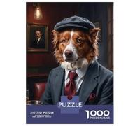 Rompecabezas para Adolescentes De 1000 Piezas Red Border Collie Dog in Suit at The Pub Rompecabezas para Adolescentes Juegos Relajantes Regalos para Mujeres para Cumpleaños, Navidad 52x38cm/1000pcs