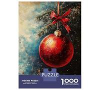 Rompecabezas para Adolescentes De 1000 Piezas Red Christmas Ornament Rompecabezas para Adultos Juguete Decoración De Pared Decoración del Hogar Juego Desafiante Regalos 38x26cm/1000pcs