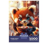 Rompecabezas para Adolescentes De 1000 Piezas Red Panda Eating Ramen Rompecabezas para Adultos Juego De Ingenio Juego Antiestrés Juego Desafiante Regalos 52x38cm/1000pcs