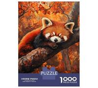 Rompecabezas para Adolescentes De 1000 Piezas Red Panda in Autumn Sleep Rompecabezas para Adultos Juego De Ingenio para Mejorar La Memoria Actividades Divertidas En Casa 52x38cm/1000pcs