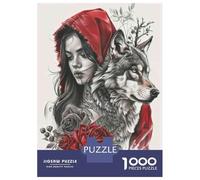 Rompecabezas para Adolescentes De 1000 Piezas Red Riding Hood Tattoo Design Rompecabezas para Adultos Juegos Relajantes Corte De Precisión Diversión En Casa Actividades, 70x50cm/1000pcs