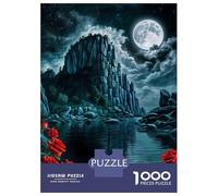 Rompecabezas para Adolescentes De 1000 Piezas Red Rose in Cliff Night Rompecabezas para Adultos Juegos Divertidos Decoración De Pared 70x50cm/1000pcs