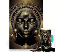 Rompecabezas para Adolescentes de 1000 Piezas Reina Negra en Oro,Arte de Borde Exact,Juego de Concentración,Regalo,Juego para Momentos Acogedores,Arte de Escena Navideña 50x75cm