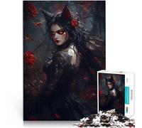 Rompecabezas para Adolescentes de 1000 Piezas Reina Vampiro en el Bosque de Rosas Juegos Divertidos Mejorar el Amor Entre Parejas 75x50cm