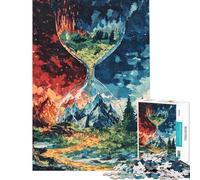 Rompecabezas para Adolescentes de 1000 Piezas Reloj de Arena de la Naturaleza; Rompecabezas de Fuego y Hielo para Adultos; Juego práctico; Una Obra de Arte; Interacción Entre Padres e Hijos (38x52cm)